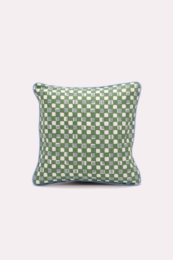 Square Cushion with Blue Contrast Piping