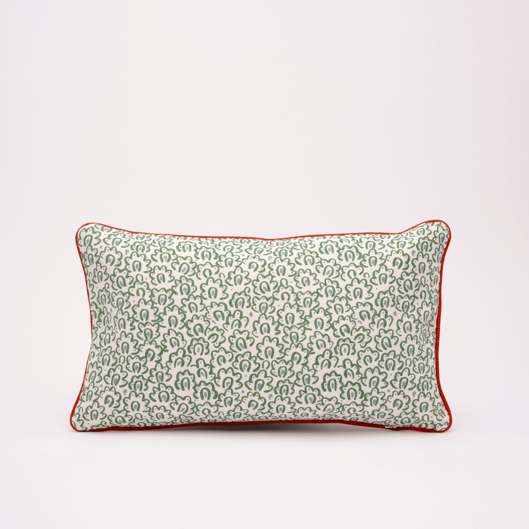 Rectangular Cushion with Orange Contrast Piping (Green)