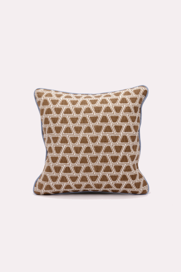 Square Cushion with Blue Contrast Piping