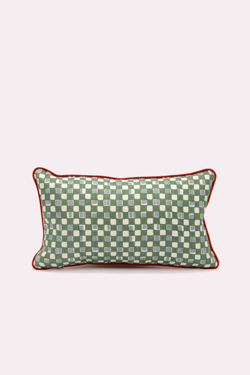 REVERSIBLE CUSHION WITH orange piping