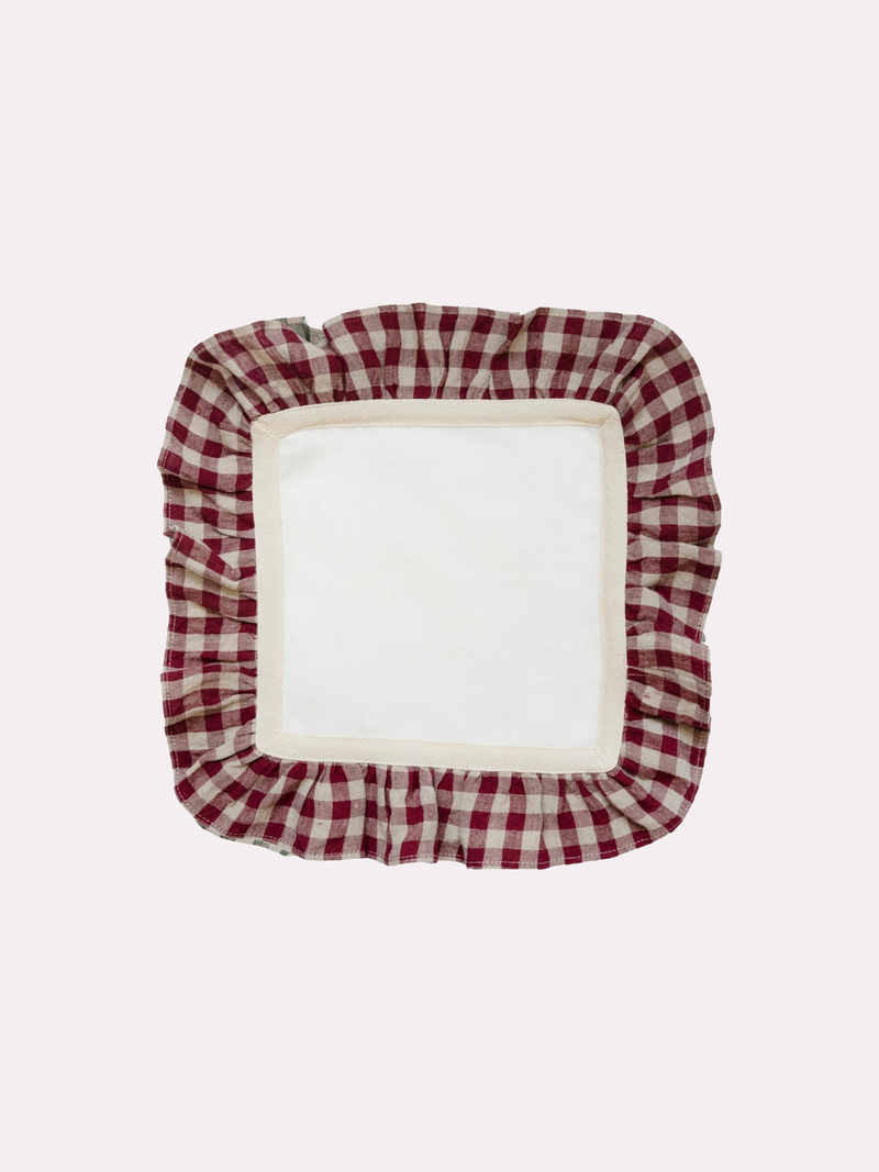 Burgundy GINGHAM RUFFLE NAPKIN set of 2