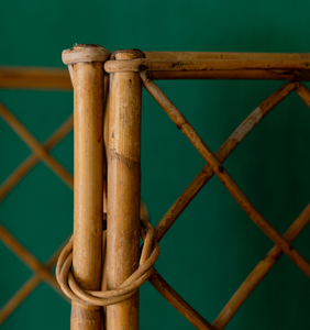 Antique rattan folding 4 panel screen