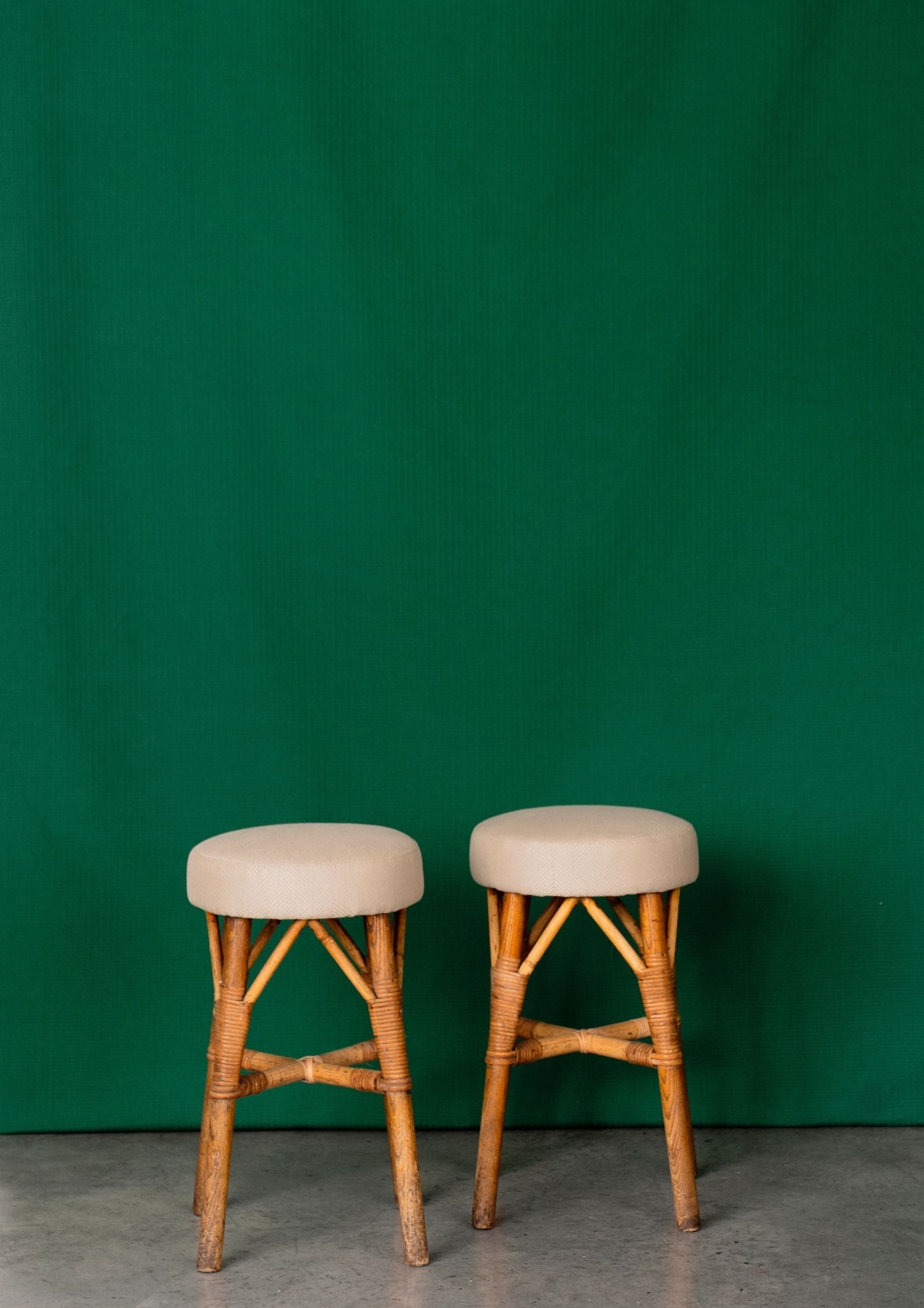Pair of French 1920's Upholstered Stools
