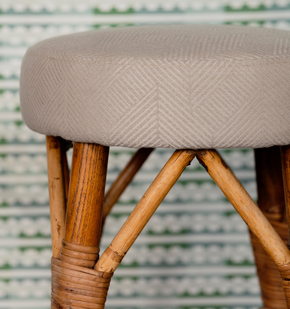 Pair of French 1920's Upholstered Stools