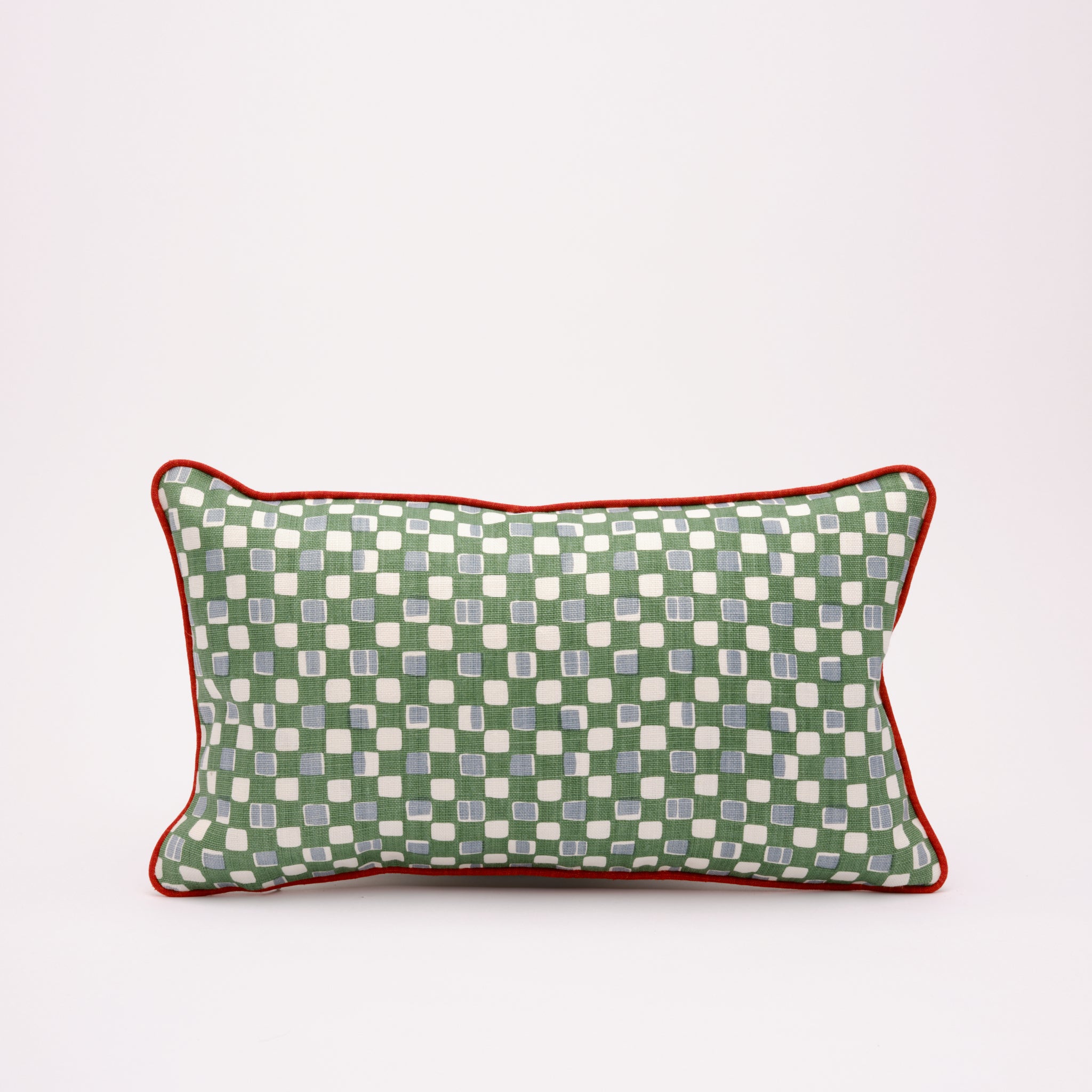 Rectangular Cushion with Orange Contrast Piping (Green)