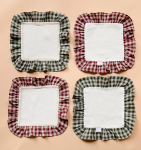 Burgundy Check Set of 2 Napkins