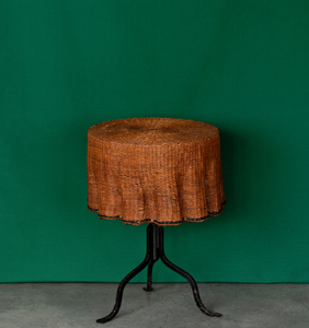Pair of antique French wavy rattan side tables c.1970