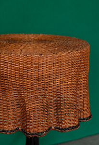 Pair of antique French wavy rattan side tables c.1970