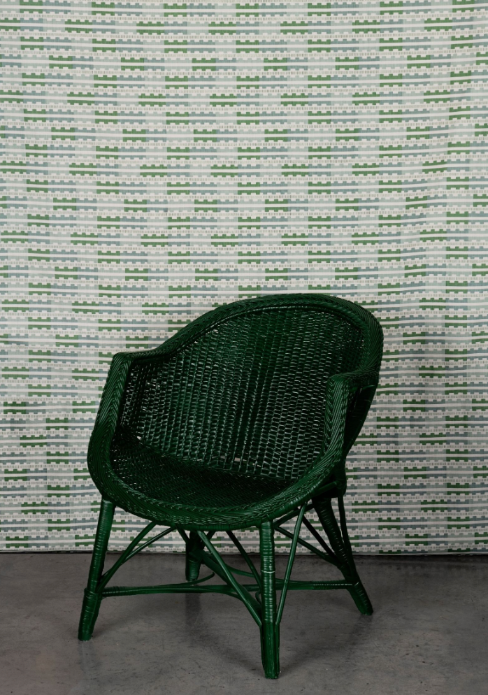 Pair of Green Wicker Chairs Nina Litchfield Studios