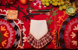 Burgundy Check Set of 2 Napkins